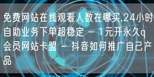 免费网站在线观看人数在哪买,24小时自助