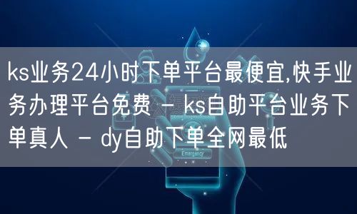 ks业务24小时下单平台最便宜,快手业务