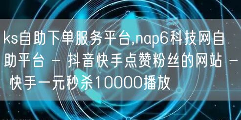 ks自助下单服务平台,nap6科技网自助