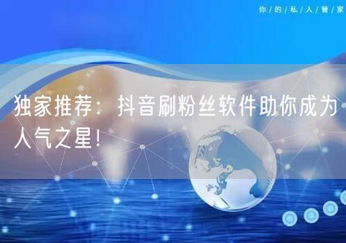 独家推荐：抖音刷粉丝软件助你成为人气之星