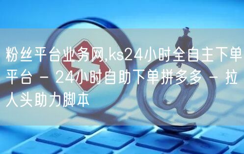 粉丝平台业务网,ks24小时全自主下单平