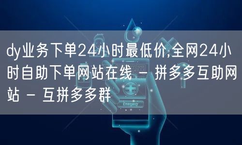 dy业务下单24小时最低价,全网24小时