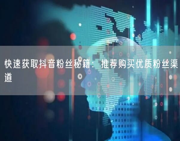 快速获取抖音粉丝秘籍：推荐购买优质粉丝渠