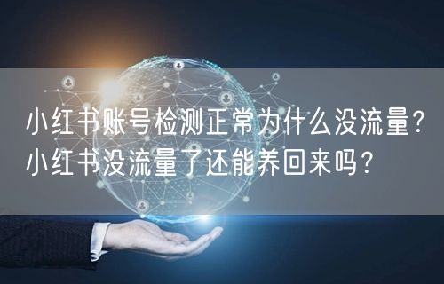 小红书账号检测正常为什么没流量？小红书没