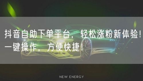 抖音自助下单平台，轻松涨粉新体验！一键操
