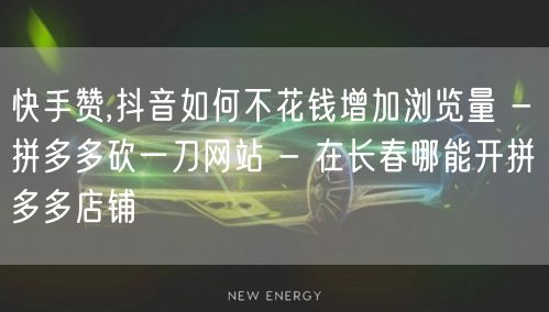 快手赞,抖音如何不花钱增加浏览量 - 拼